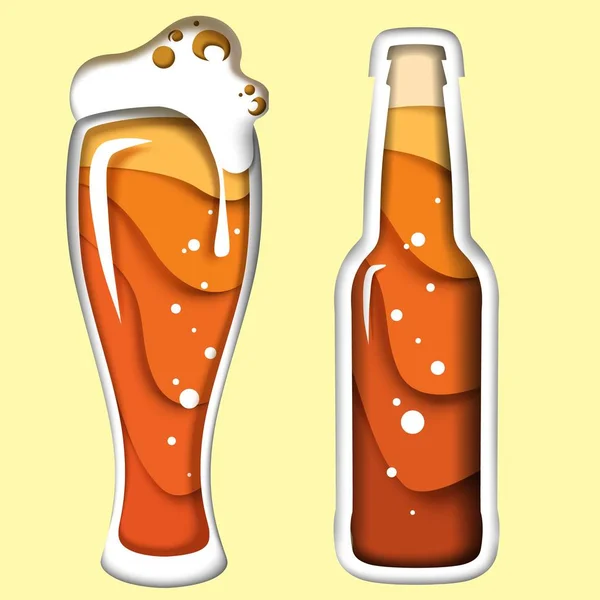 Beer vector illustration in paper art style — Stock Vector