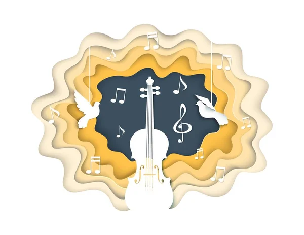 Muziek concept vector illustratie in papier kunststijl — Stockvector