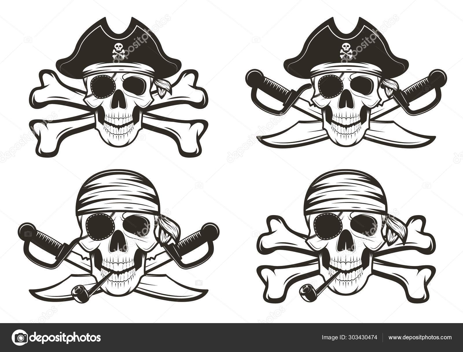 Piratas do crânio com ilustração de espada