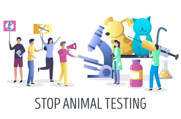 停止动物试验活动载体概念图 — 图库矢量图片