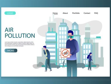 Hava kirliliği vektör web sitesi açılış sayfası tasarım şablonu