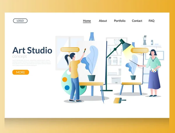 Art Studio vector website landing page ontwerpsjabloon — Stockvector