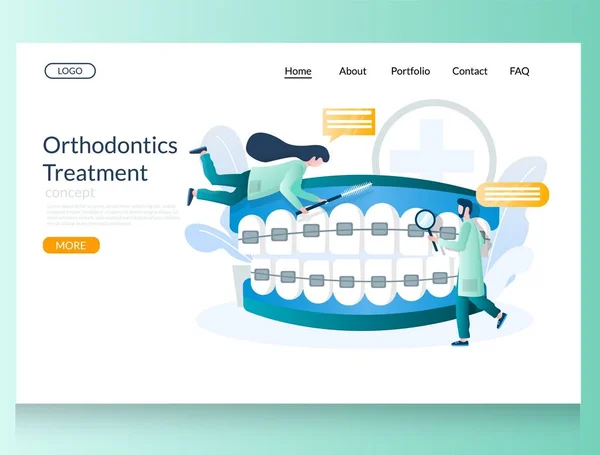 Orthodontics treatment vector website landing page design template — Stok Vektör