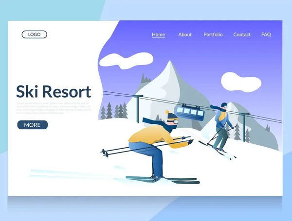 Sci resort vettore sito web landing page design template — Vettoriale Stock