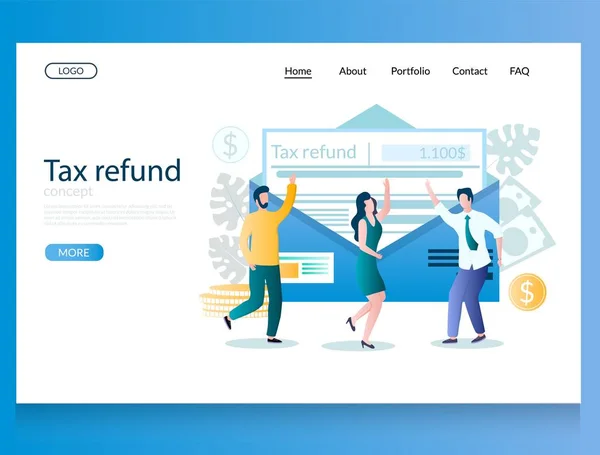 Tax refund vector website landing page design template — Stock Vector