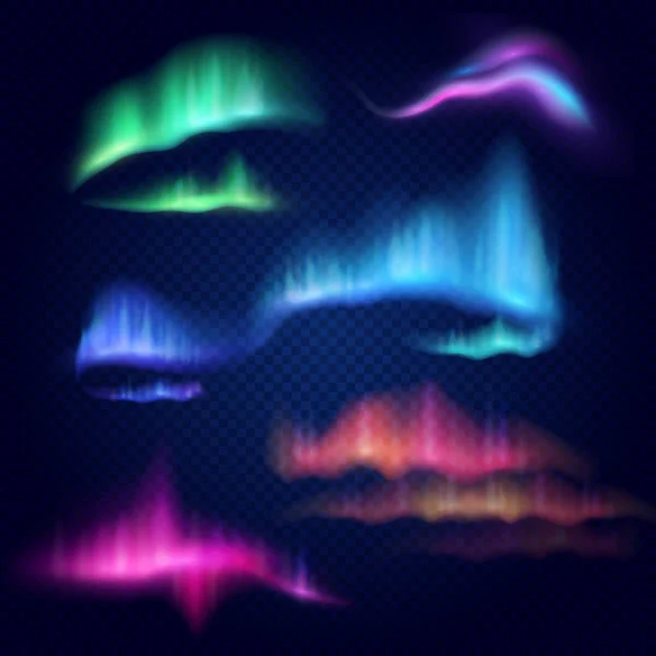 Kuzey ışıkları, aurora borealis, vektör izole illüstrasyon