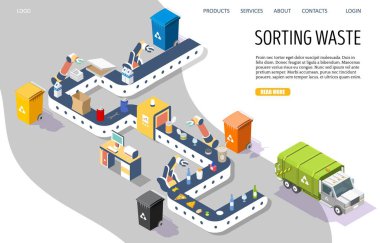 Atık vektör web sitesi açılış sayfası tasarım şablonu sıralama
