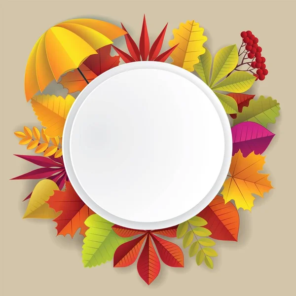 Autumn frame, vector illustration in paper art style — Stock Vector