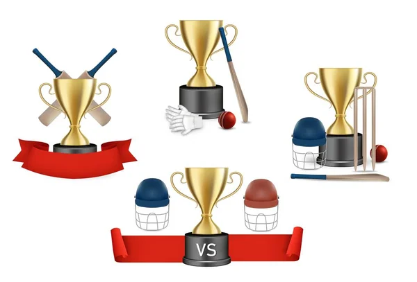 Cricket Championship belöning set, vektor isolerad illustration — Stock vektor