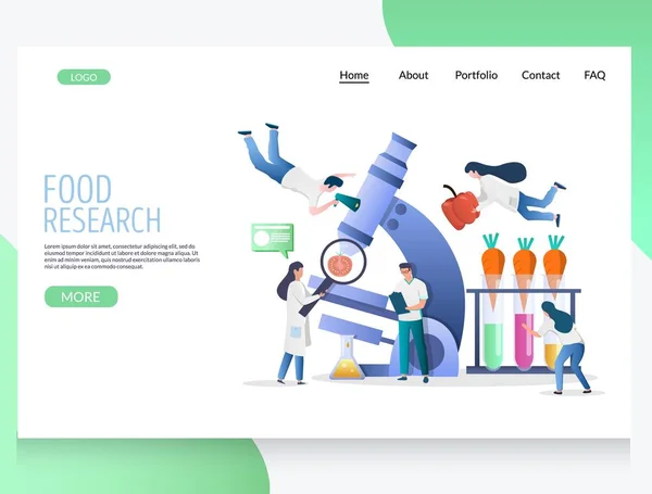 Gıda araştırma vektör web sitesi açılış sayfası tasarım şablonu — Stok Vektör