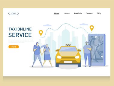Taksi çevrimiçi servis vektörü web sitesi iniş sayfası şablonu