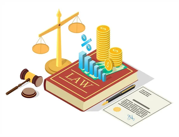 Legge fiscale concetto vettoriale piatto illustrazione isometrica — Vettoriale Stock