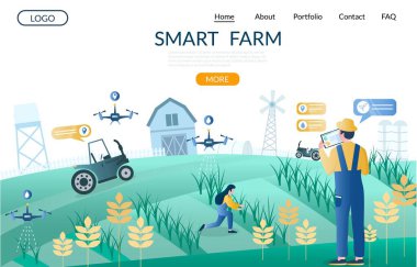 Akıllı tarım vektörü web sitesi iniş sayfası tasarımı şablonu