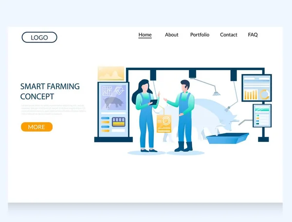 Concepto de agricultura inteligente vector página web landing page design template — Vector de stock