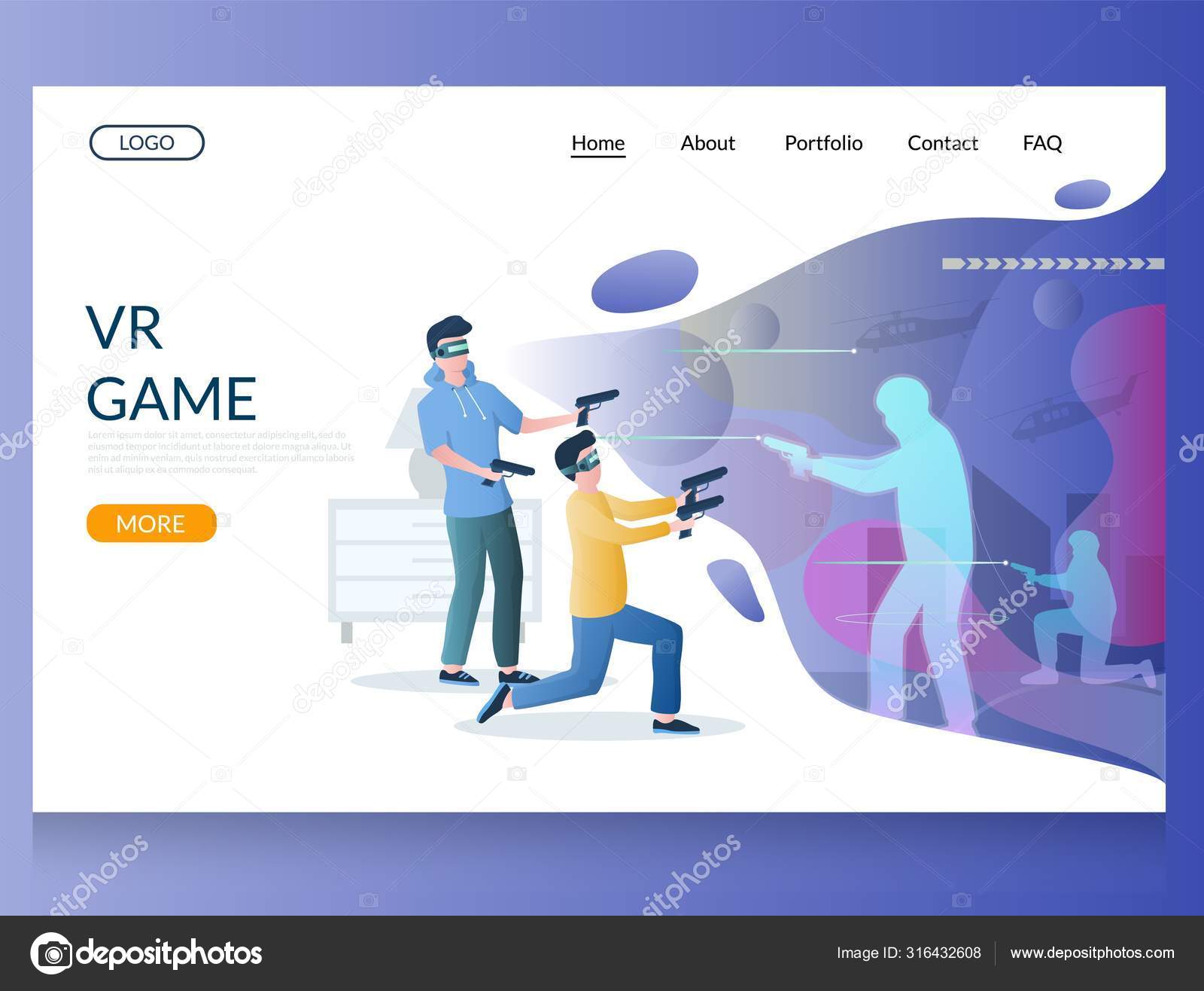 Game website landing page design template Vector Image