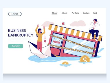 İflas vektörü web sitesi iniş sayfası şablonu
