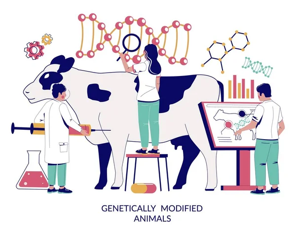 유전자 변형 동물 벡터 개념 웹 배너, 웹 페이지 — 스톡 벡터