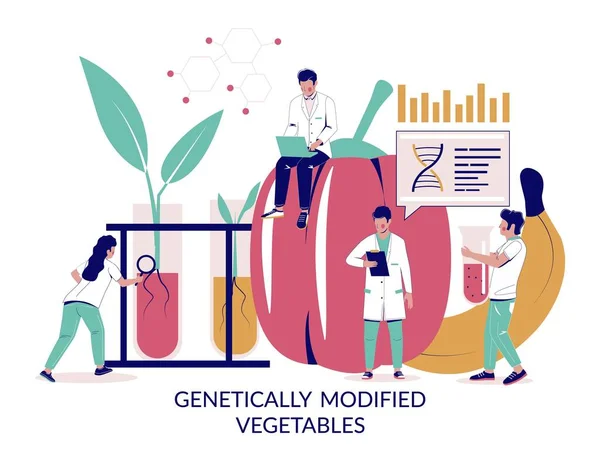 Legumes geneticamente modificados, conceito vetorial para banner web, página do site —  Vetores de Stock