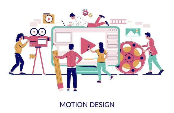 Motion grafische studio, vector platte stijl design illustratie — Stockvector