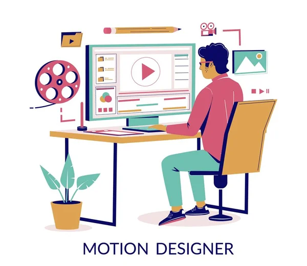 Motion designer vector concept voor webbanner, website pagina — Stockvector