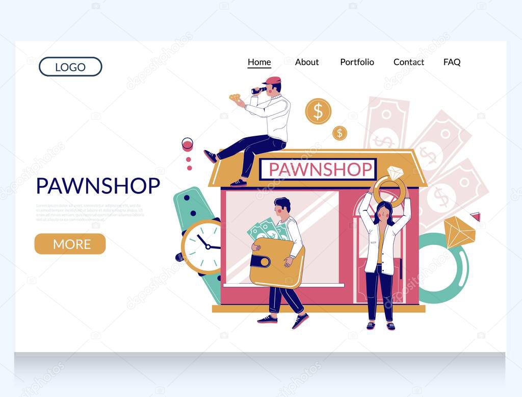 Pawn shop vector website landing page template