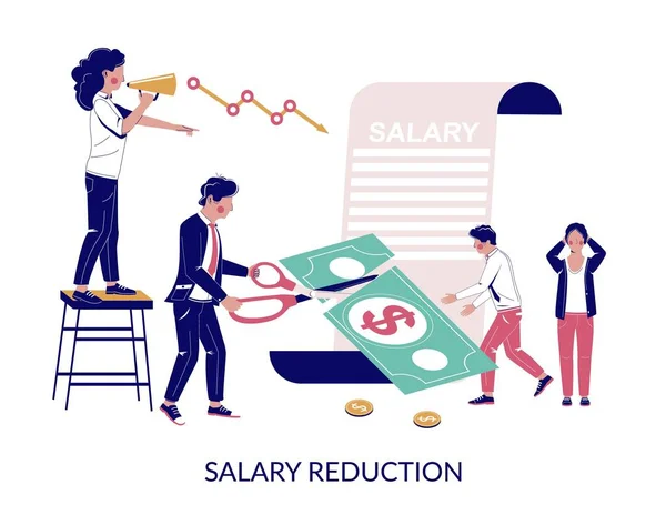 Salary reduction, vector flat style design illustration — 스톡 벡터