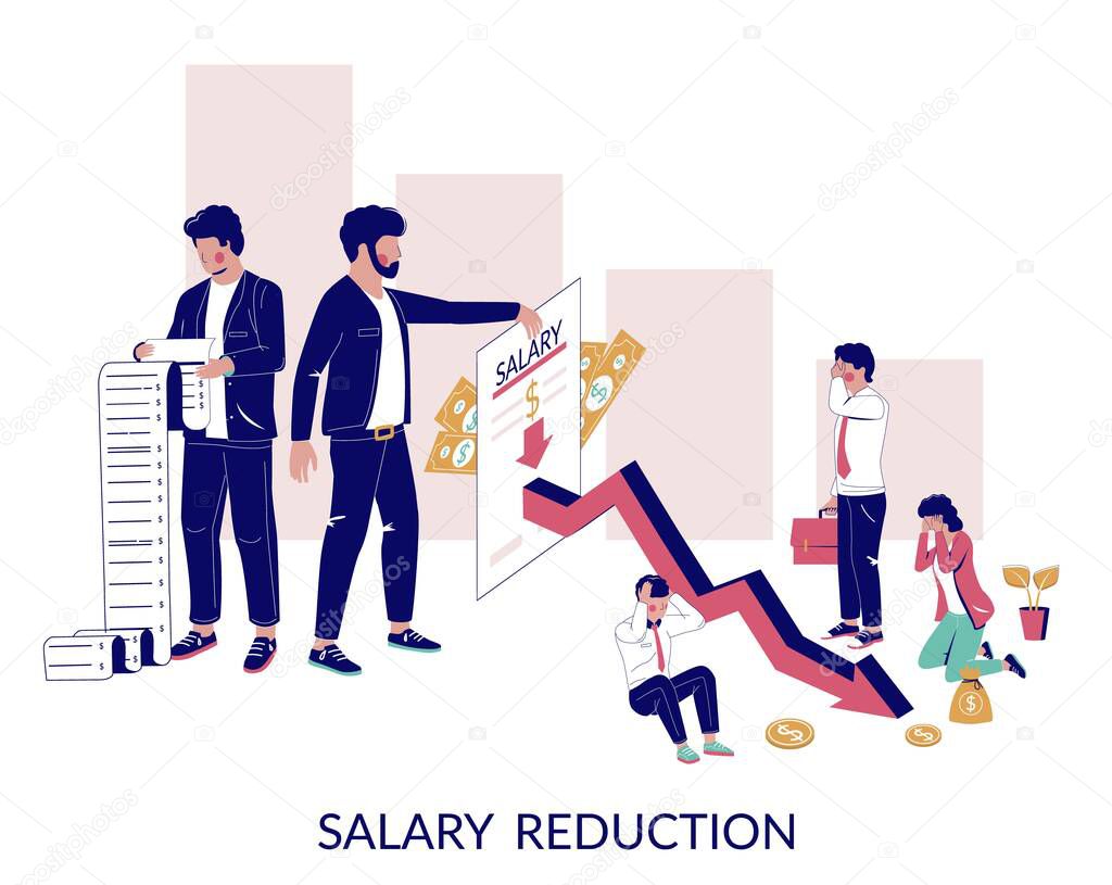 Salary reduction, vector concept for web banner, website page
