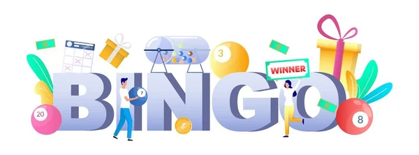 Bingo lotería juego tipografía banner plantilla, vector de ilustración — Vector de stock