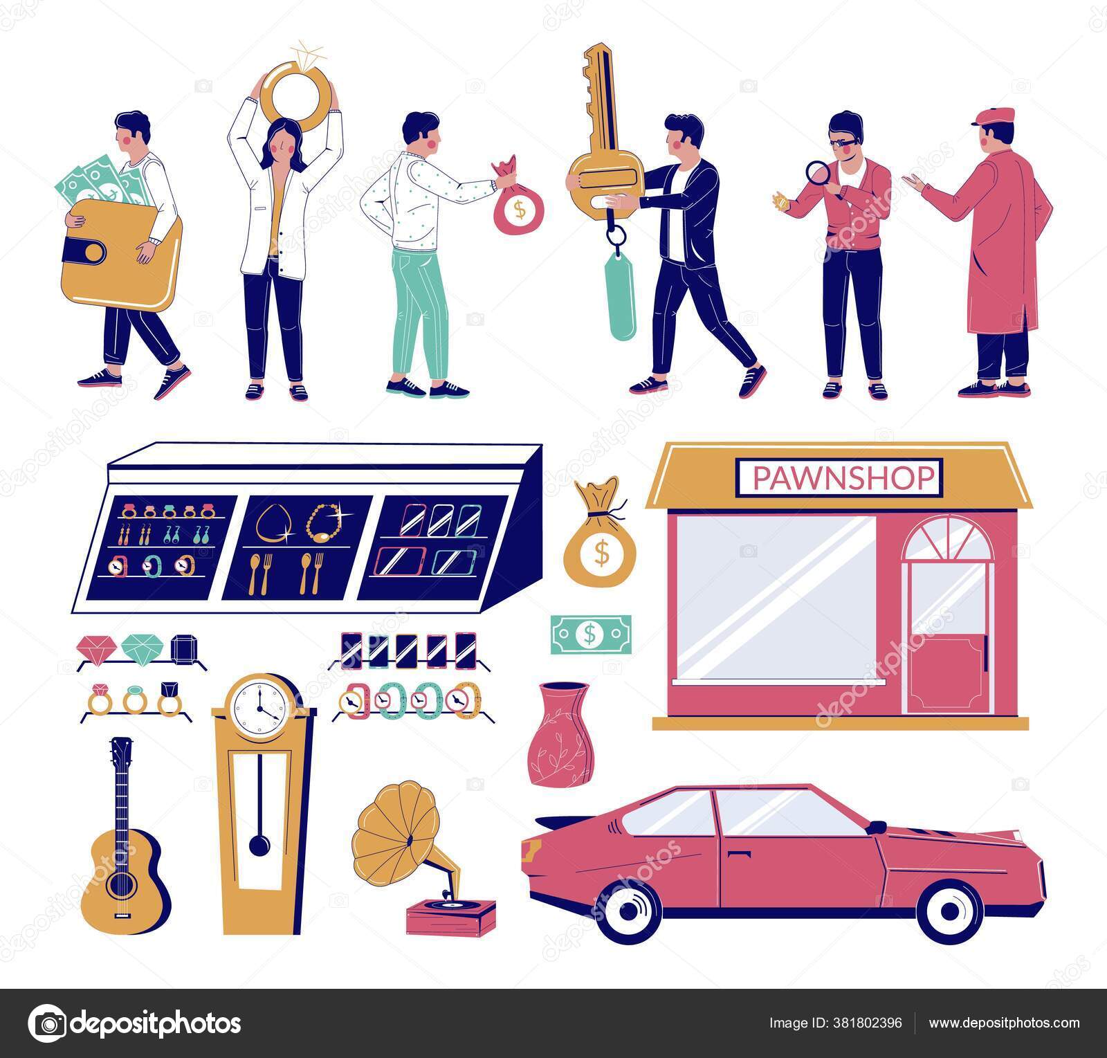 150+ Pawnshop Drawing Stock Illustrations, Royalty-Free Vector
