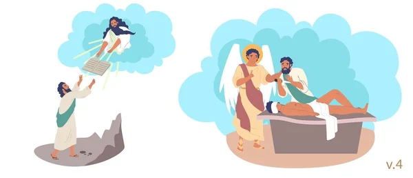 Histoires bibliques personnages, vecteur plat isolé illustration — Image vectorielle