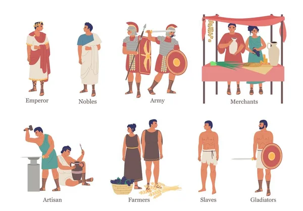 Символы иерархии Древнего Рима, векторная плоская иллюстрация — стоковый вектор