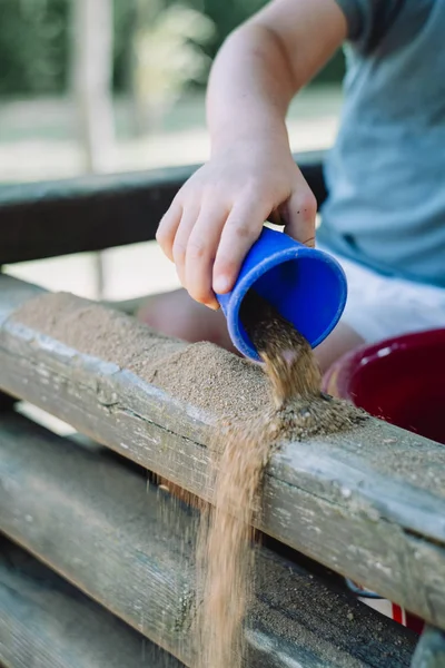 Child Boy Plays Playground — Stock Photo, Image