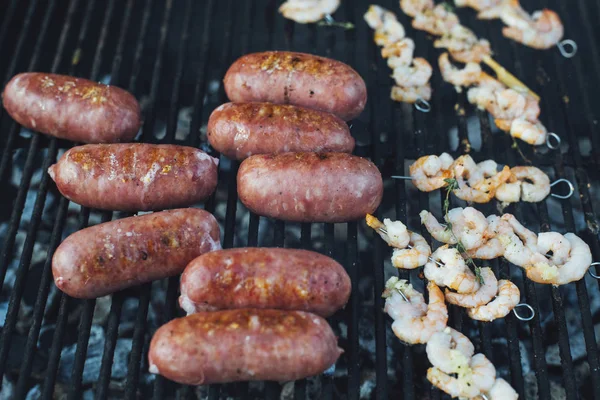 Bbq Gegrilde Vlees Garnalen — Stockfoto