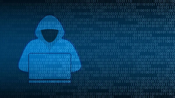 Seguridad de la tecnología cibernética, Hacker en pantalla digital, diseño de fondo de protección de red, ilustración vectorial — Vector de stock