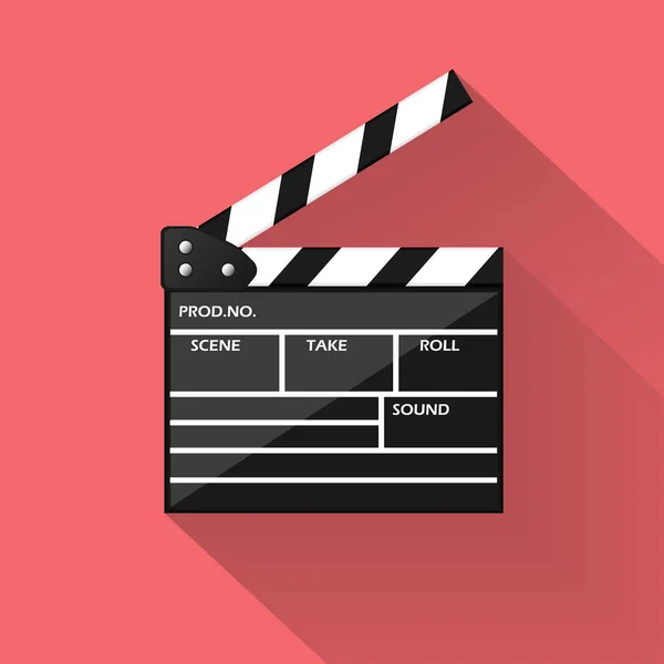 Realistyczne Kino Clapperboard Ikona Czerwonym Tle Ilustracji Wektorowych — Wektor stockowy