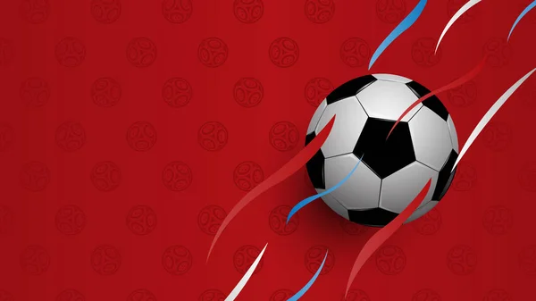 Realistische Voetbal Rode Achtergrond Kampioenschap Van Het Wereldkampioenschap Voetbal Abstracte — Stockvector