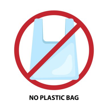 Plastik poşet sloganı yok, vektör illüstrasyonu