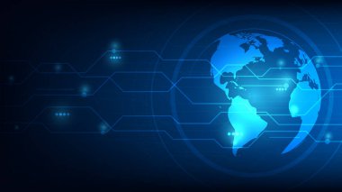 Dünya gezegeni küresel fütüristik arkaplan, vektör illüstrasyonu