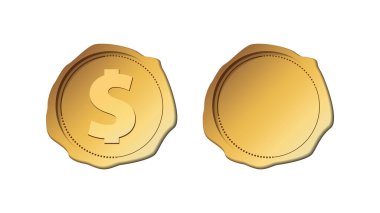 Altın mühür, altın para, vektör illüstrasyonu