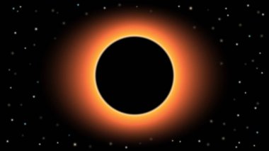 Gezegenlerin ve yıldızların kara zemin üzerindeki kara delik, vektör illüstrasyonu