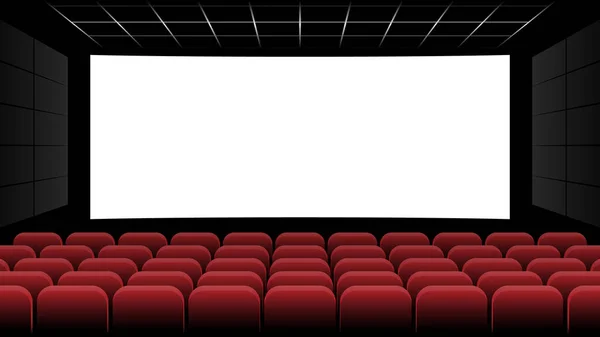Kino Kino Prázdnou Obrazovkou Červeným Sedadlem Vektorová Ilustrace — Stockový vektor