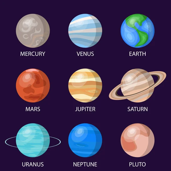 太陽系の惑星ベクトル図 — ストックベクタ
