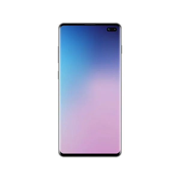 Nuovo Modello Modello Smart Phone 2019 Senza Cornice Isolato Sfondo — Vettoriale Stock