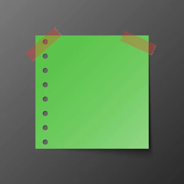 Papel Nota Post Verde Con Sombra Ilustración Vectorial — Vector de stock
