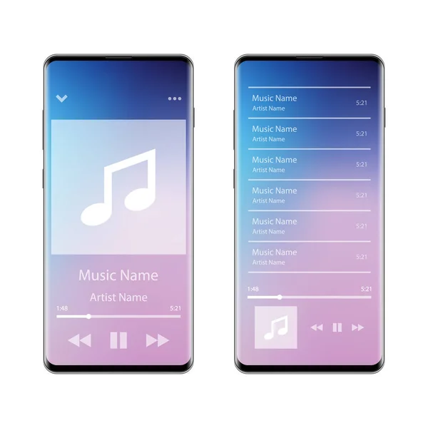 Applicazione Interfaccia Lettore Musicale Smartphone Illustrazione Vettoriale — Vettoriale Stock