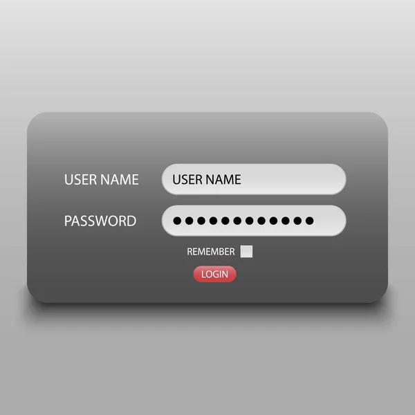 Interfaccia Login Nome Utente Password Illustrazione Vettoriale — Vettoriale Stock