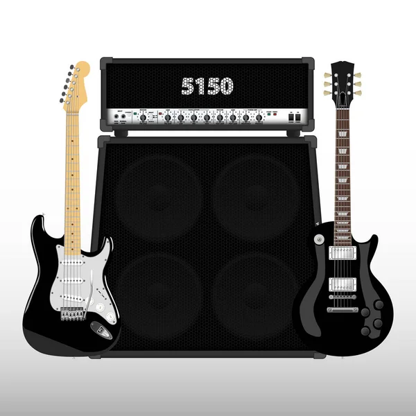 Guitarra Realista Amplificador Ilustração Vetorial —  Vetores de Stock