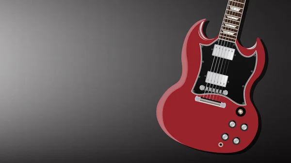 Conceito Fundo Musical Guitarra Elétrica Clássica Vermelha Sobre Fundo Escuro — Vetor de Stock