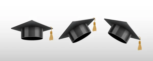 Graduação Realista Universidade Faculdade Black Cap Ilustração Vetorial —  Vetores de Stock