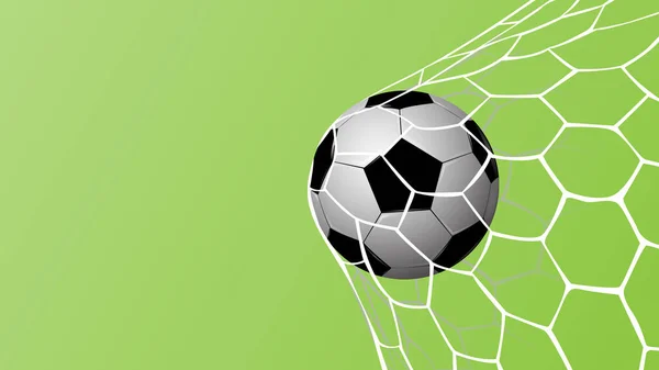 Realistyczna Piłka Nożna Sieci Zielonym Tle Coppy Miejsca Tekst Wektor — Wektor stockowy
